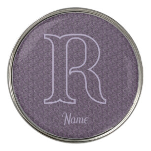 Custom Monogram Initial Name Purple Floral Golf Ball Marker