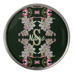 Custom Monogram Initial Name Spring Blossoms Art Golf Ball Marker