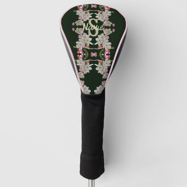 Custom Monogram Initial Name Spring Blossoms Art Golf Head Cover (Front)