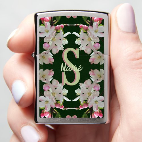 Custom Monogram Initial Name Spring Blossoms Art Zippo Lighter