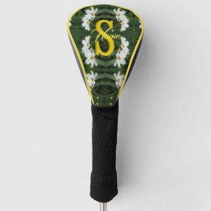 Custom Monogram Initial Name White Daisy Art Golf Head Cover