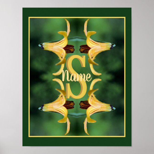 Custom Monogram Initial Name Wild Lily Art Poster (Front)