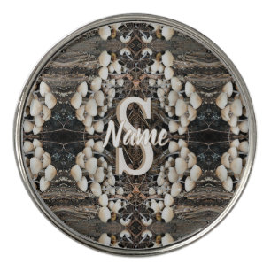 Custom Monogram Initial Name Wild Mushrooms Golf Ball Marker