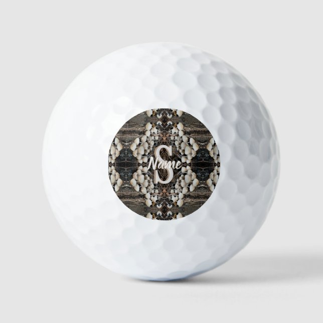 Custom Monogram Initial Name Wild Mushrooms Golf Balls (Front)