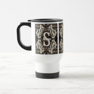 Custom Monogram Initial Name Wild Mushrooms Travel Mug