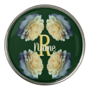 Custom Monogram Initial Name Yellow Roses Golf Ball Marker
