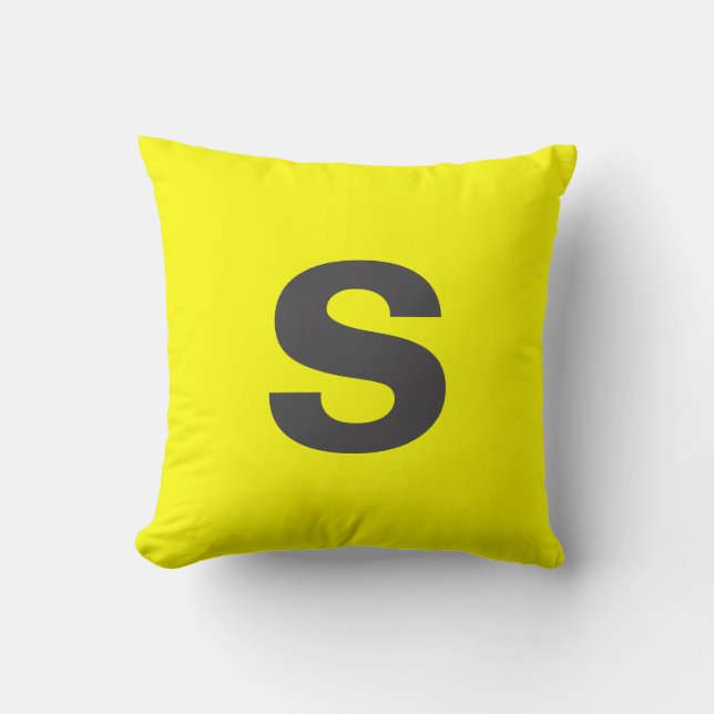 Custom Monogram Initial Neon Yellow Throw Pillow (Front)