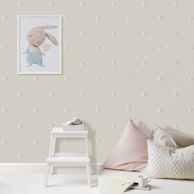 Custom Monogram Initial Pattern Greige Gray Beige Wallpaper (Creator Uploaded)
