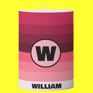 Custom Monogram Initial (Red Monochrome) Popsicle Pillar Candle