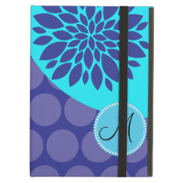 Custom Monogram Initial Teal Purple Polka Dots iPad Air Case