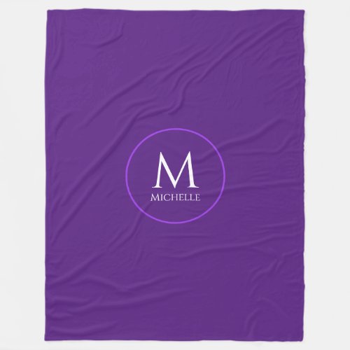 Custom Monogram Initial Template Royal Purple Fleece Blanket
