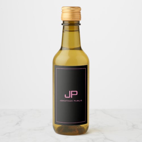 Custom Monogram Initial Text Simple Template Mini Wine Label