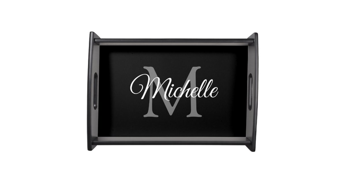 Custom Monogram Initial Typography Script Name Serving Tray | Zazzle