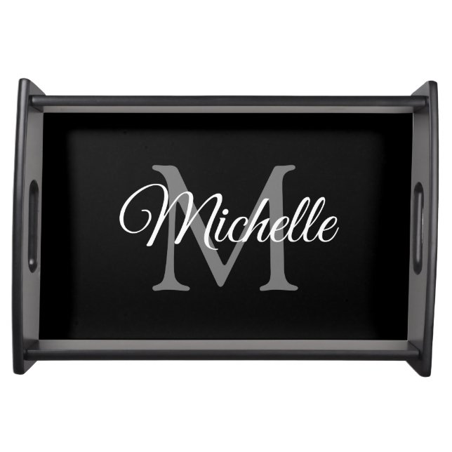 Custom Monogram Initial Typography Script Name Serving Tray (Front)