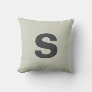Custom Monogram Initial White Sage Throw Pillow