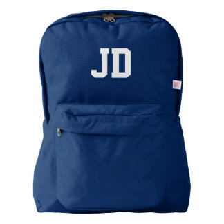 Custom monogram initialed backpack | navy blue