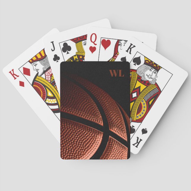 Custom Monogram Initials | Basketball Classic Poker Cards (Back)