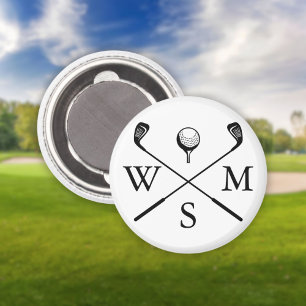 Custom Monogram Initials Black And White Magnet