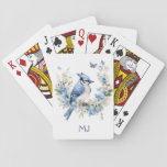 Custom Monogram Initials Blue Jay Painting Playing Cards