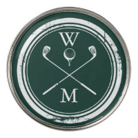 Custom Monogram Initials Emerald Green Golf Ball Marker