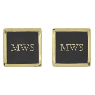 Custom Monogram Initials Gold Finish Cufflinks