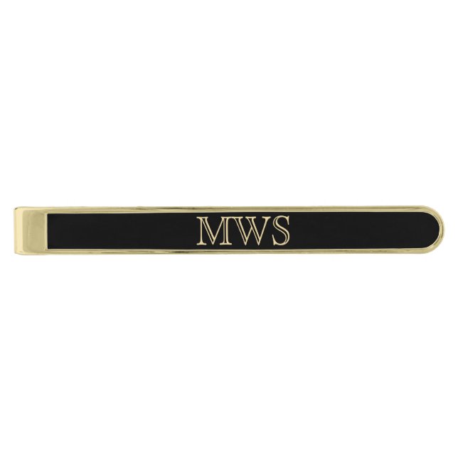 Custom  Monogram Initials Gold Finish Tie Bar (Front)