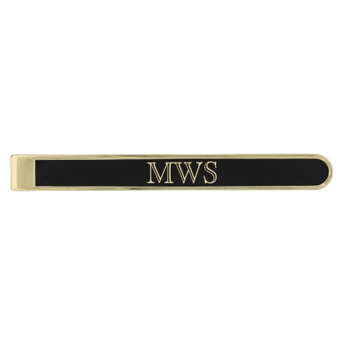 Custom  Monogram Initials Gold Finish Tie Clip