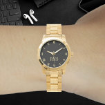 Custom Monogram Initials Luxe Gold Bracelet Watch<br><div class="desc">Custom, personalized, unisex luxurious oversized dial gold tone stainless steel bracelet wrist watch. Simply type in the initials. Go ahead create a wonderful, custom watch for the special men and women in your life - mom, dad, bride, groom, wife, husband, sister, brother, grandma, grandfather, girlfriend, boyfriend. Makes a great custom...</div>