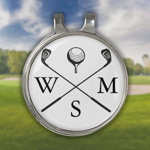 Custom Monogram Initials Modern Golf Hat Clip