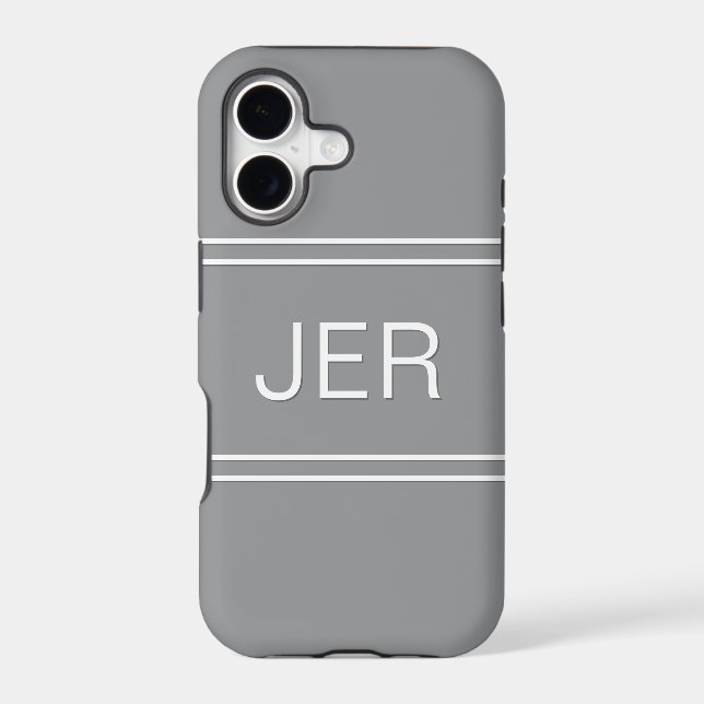 Custom Monogram Initials Modern Gray Case-Mate iPhone Case (Back)