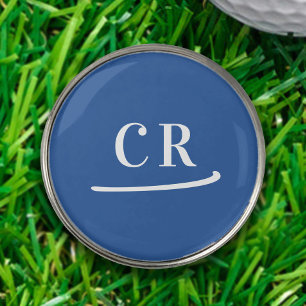 Custom Monogram Initials Modern Simple Royal Blue Golf Ball Marker