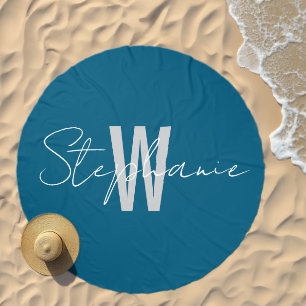 Custom Monogram Initials name Beach Towel