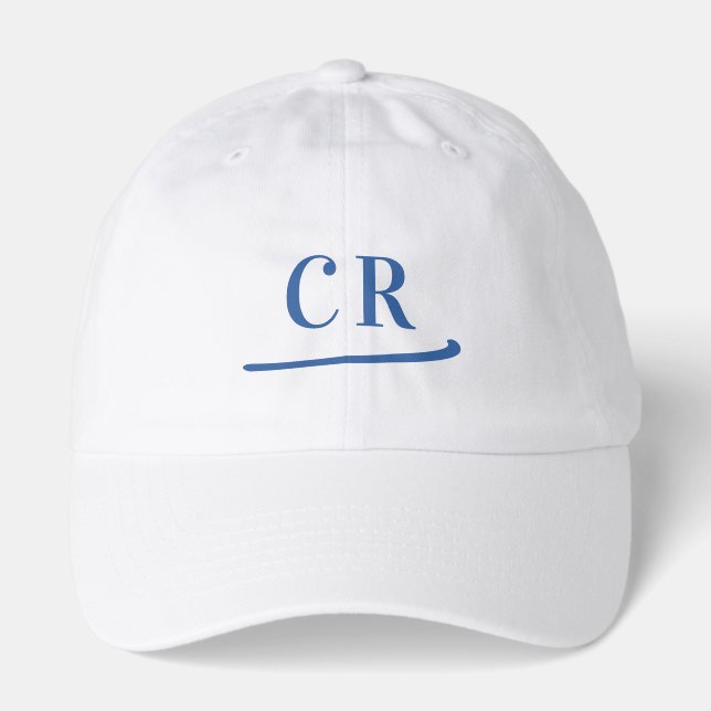 Custom Monogram Initials Name Minimalist Blue Dad  Hat (Front)