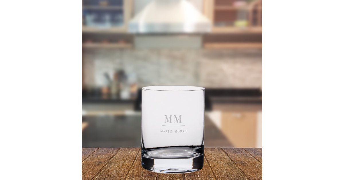 Custom monogram initials name rocks glass | Zazzle