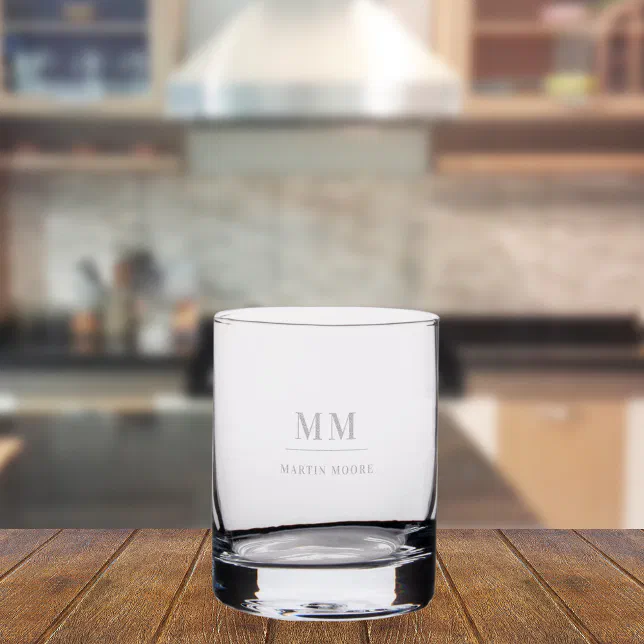Custom monogram initials name rocks glass | Zazzle