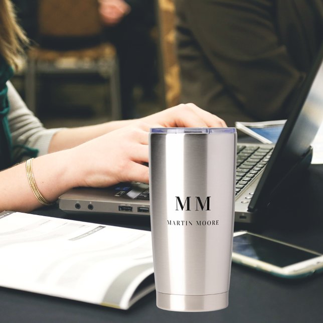 Custom monogram initials name unique insulated tumbler (Creator Uploaded)