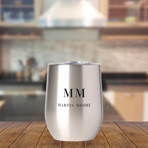 Custom monogram initials name unique thermal wine tumbler