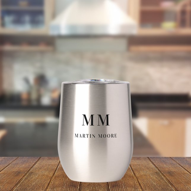Custom monogram initials name unique thermal wine tumbler (Creator Uploaded)
