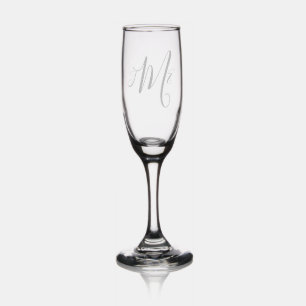 Custom monogram initials personalized champagne flute