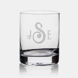 Custom monogram initials personalized rocks glass