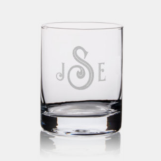 Custom monogram initials personalized rocks glass
