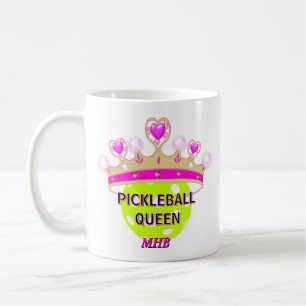 Custom Monogram Initials Pickleball Queen Coffee Mug