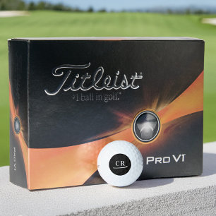 Custom Monogram Initials Simple Modern Black White Golf Balls