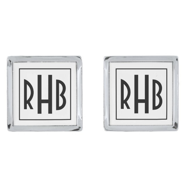 Custom Monogram Initials Studs Monogrammed Cufflinks (Front)