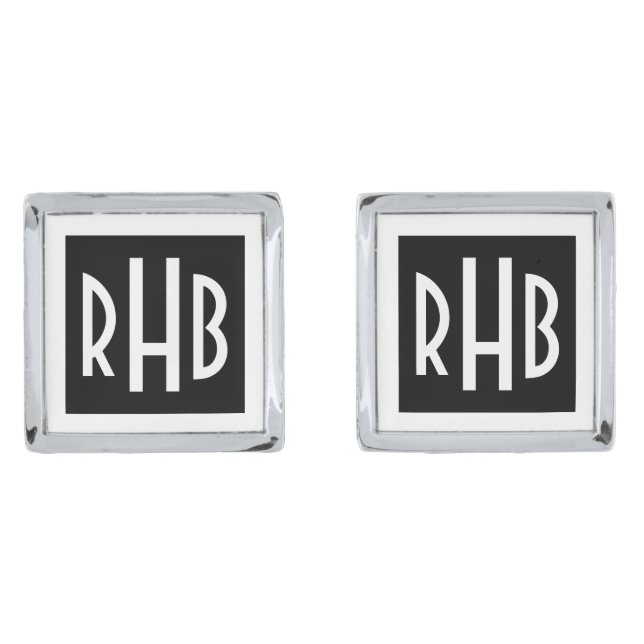 Custom Monogram Initials Studs Monogrammed Cufflinks (Front)
