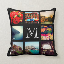 Custom Monogram Instagram Photo Collage Throw Pillow Custom Monogram Instagram Photo Collage Throw Pillow