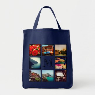 Custom Monogram Instagram Photo Collage Tote Bag