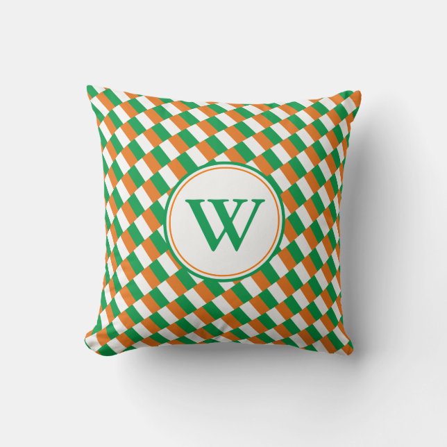 Custom Monogram IRELAND FLAG Patriotic Throw Pillow (Front)