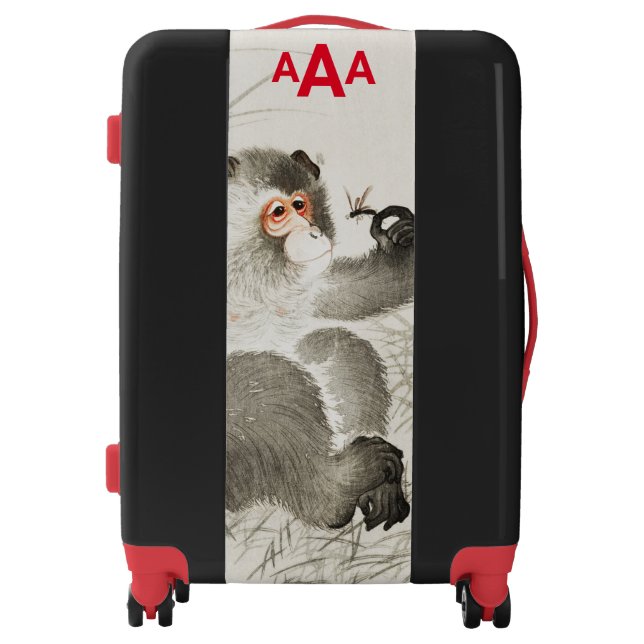 CUSTOM MONOGRAM JAPANESE PRINT OF MONKEY LUGGAGE (Front)