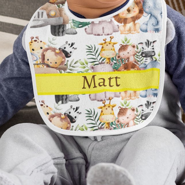 Custom Monogram Jungle Safari  Baby Bib (Creator Uploaded)